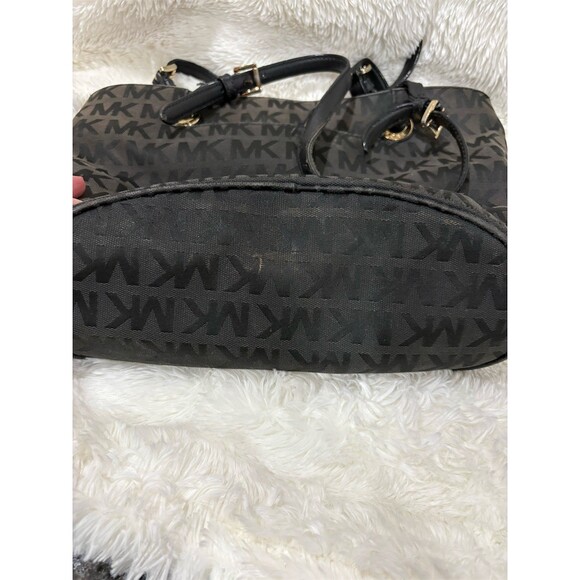 Michael Kors Tote Bag Womens Large Brown/Black MK Logo Monogram Gold - Picture 7 of 10